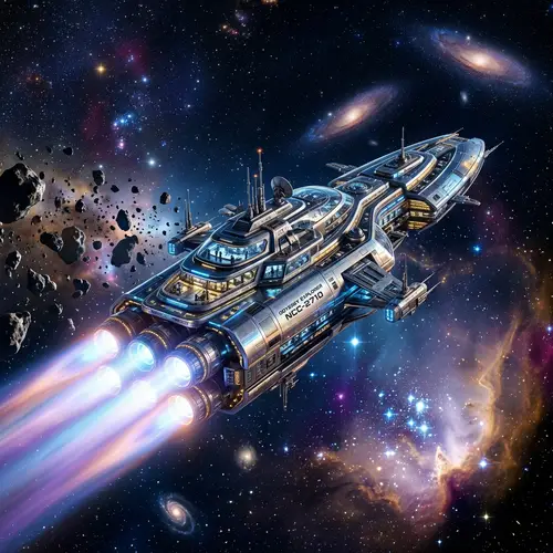 Futuristic Spaceship in Deep Space | Celestial Beauty