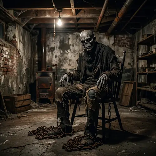Gaunt Monster in Basement: Thrilling Tale of Confinement