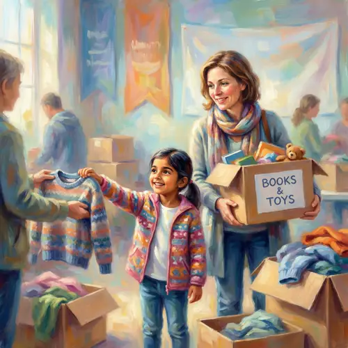 Impressionistic Scene of Generosity: Mother and Daughter