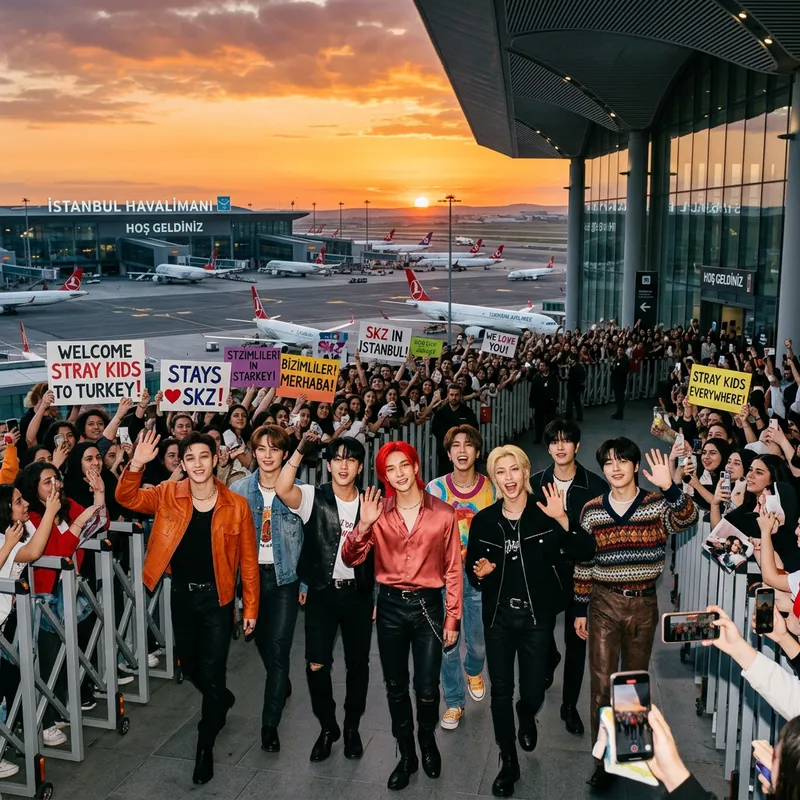Stray Kids in Turkey: Warm Welcome from Fans at Airport Stray Kids in Turkey: Warm Welcome from Fans at Airport