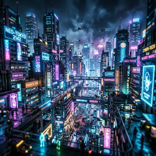 Futuristic Cyberpunk Cityscape Illustration