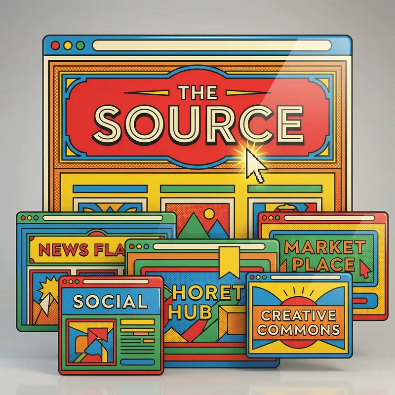 Colorful Internet Website Collage: Pop Art Style Composition