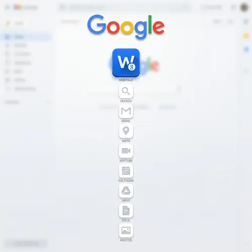 Google Web Page Icons Stack - Blue and White Design