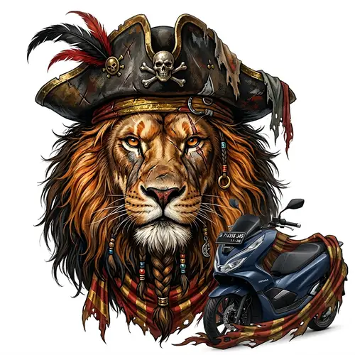 Lion Pirate Head with Honda PCX 160 Background