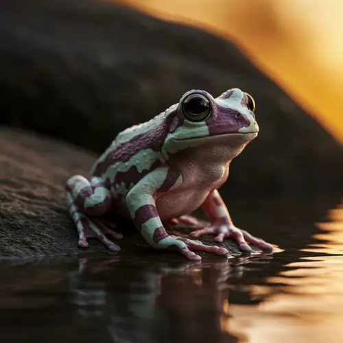 Hyper-Realistic Candy Cane Skin Frog in Nature