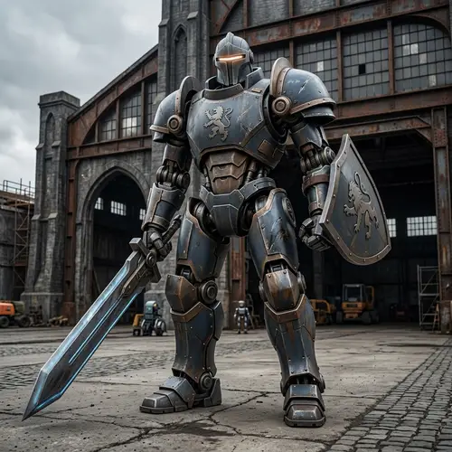 Stylized Mechanical Knight Warrior Artwork