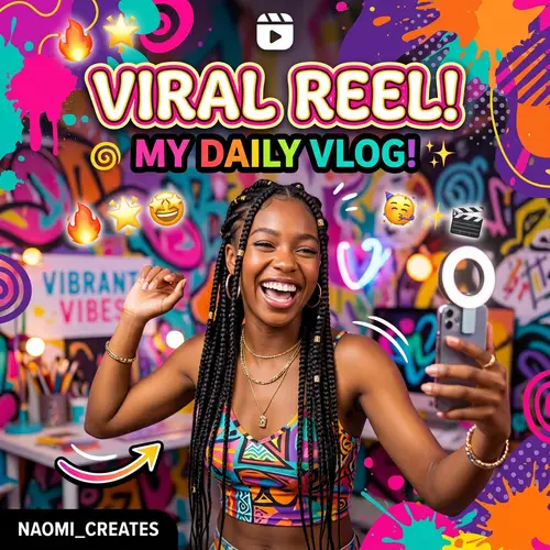Engaging Bright Colors Reels Thumbnail | Trendy Black Female Persona
