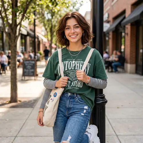 Trendy Adolescent Female with Chestnut-Colored Bob Cut