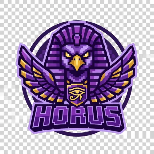 Minecraft-Inspired Horus Logo in Purple Style