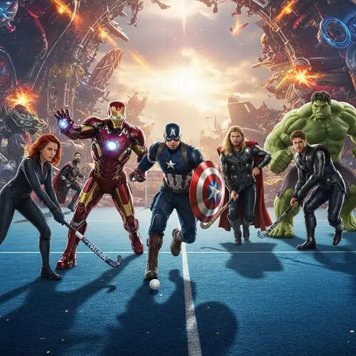 Avengers Play Field Hockey in Colorful Battleground