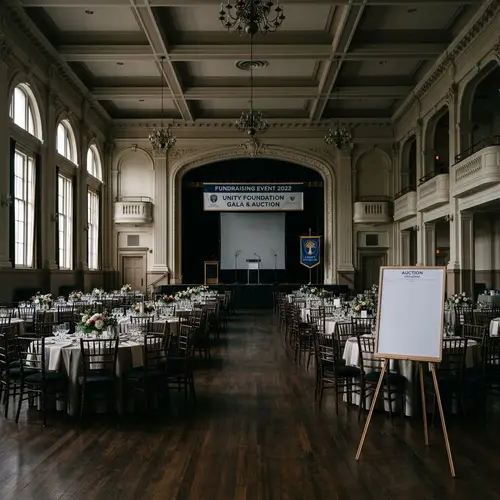 Cancelled Fundraising Event - Sombre Scene of Empty Hall and Abandoned Auction 2022