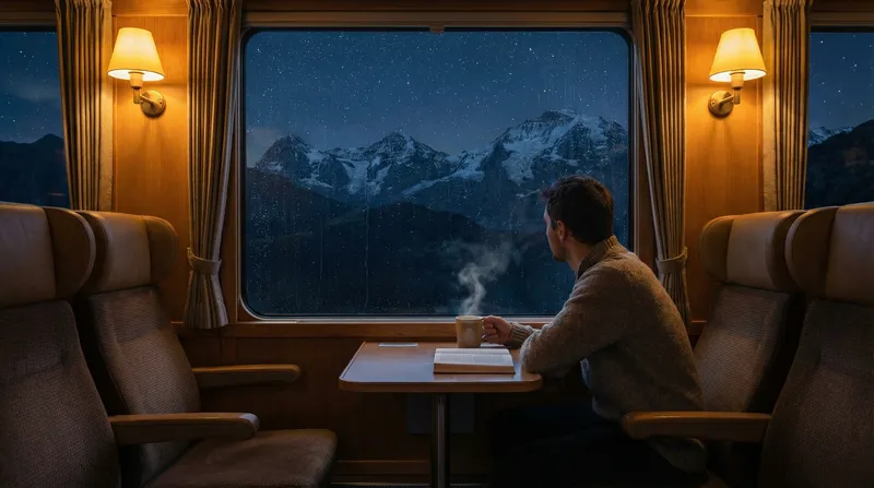 Tranquil Nighttime Swiss Train Experience