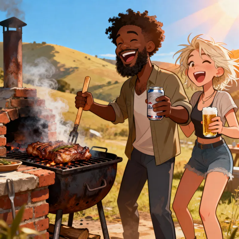 Hillbilly BBQ Fun: Cartoon Characters in Action