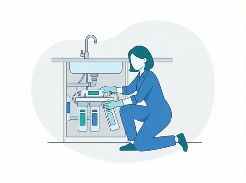 Stylized Female in Minimalist Water System Illustration