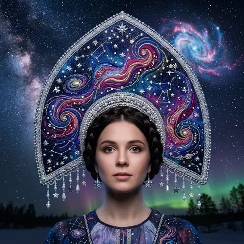 Space-inspired Traditional Russian Kokoshnik Headdress