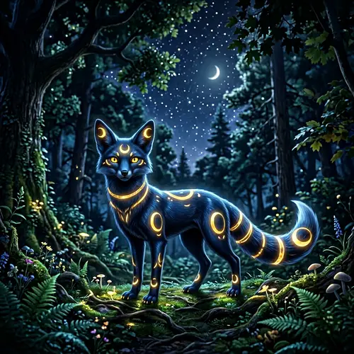 Shiny Umbreon - Mystical Quadruped with Blue-Black Fur