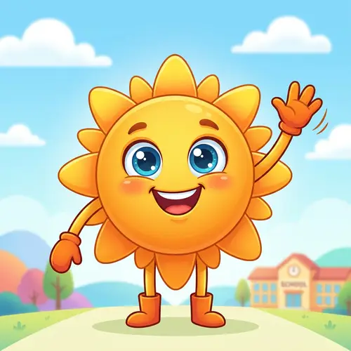 Cheerful Animated Sun Mascot for Schools