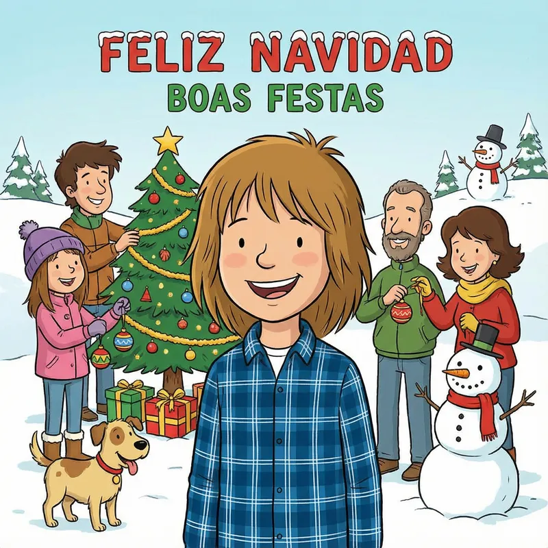 Unique Christmas Card with Bolechas Characters