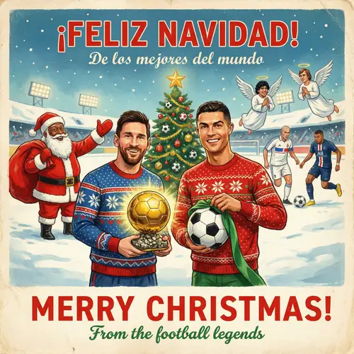 Christmas Card Featuring Messi & Ronaldo