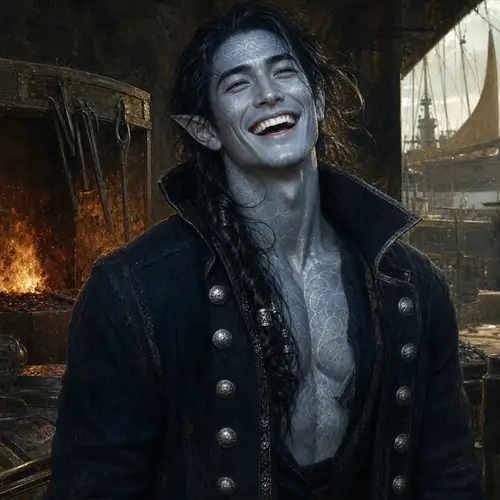 Majestic Half-Elf Ship's Mate in Da Vinci Style
