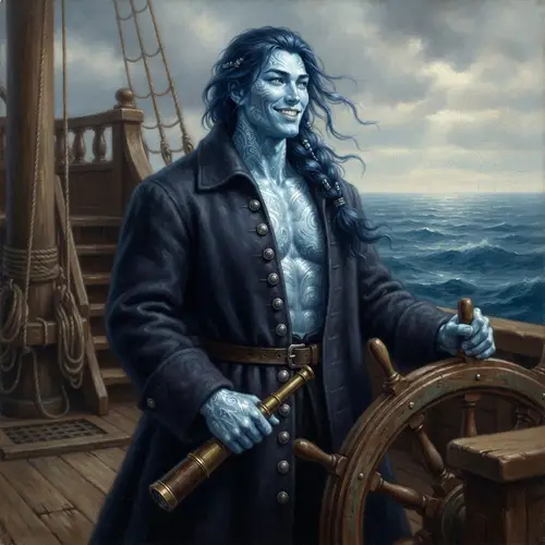 Undine Pirate Captain: A Unique Oil Painting