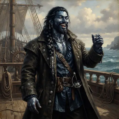 Majestic Undine Pirate Captain - Da Vinci Inspired Art