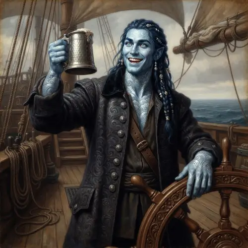 Asian Undine Pirate Captain Oil Painting by Da Vinci