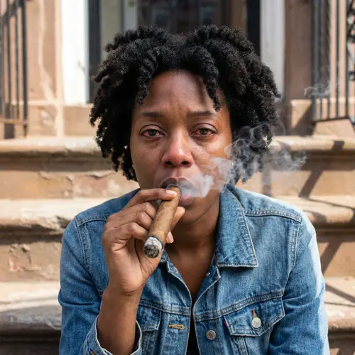 Stunning Black Female Smoking a Blunt
