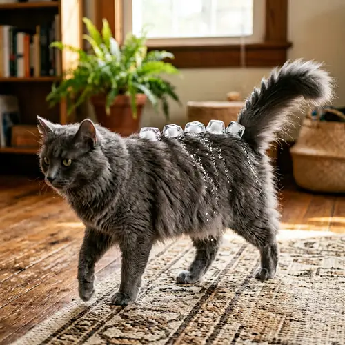 Grey Cat with Ice Cubes: A Unique Visual Encounter