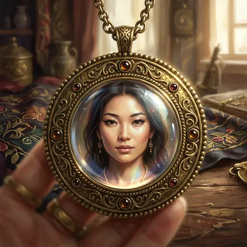 Imposing Round Antique Brass Pendant with Ethereal Glow