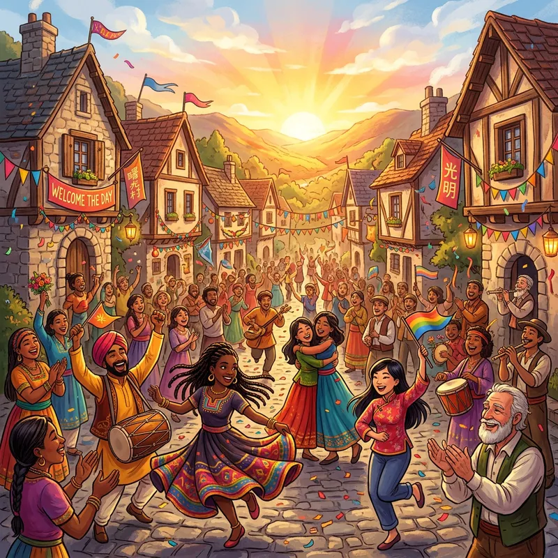 Village Rejoices as Darkness Fades into Daybreak