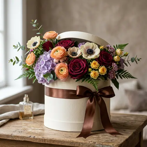 Exquisite Flower-Adorned Hatbox | Stunning 8K Resolution