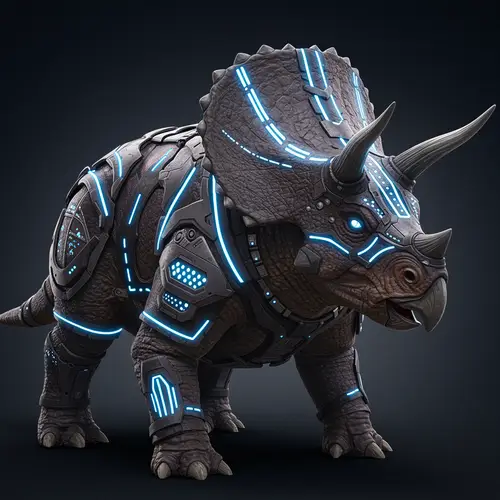 Futuristic Triceratops with Armor and Lights