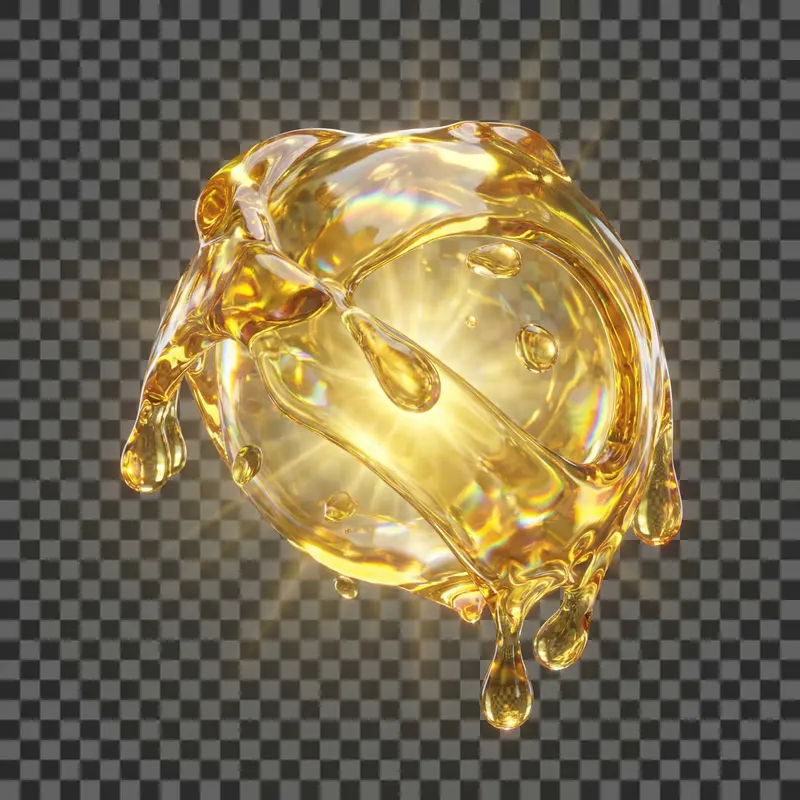 3D Yellow Liquid Drink: Viscosity & Light Spectacle