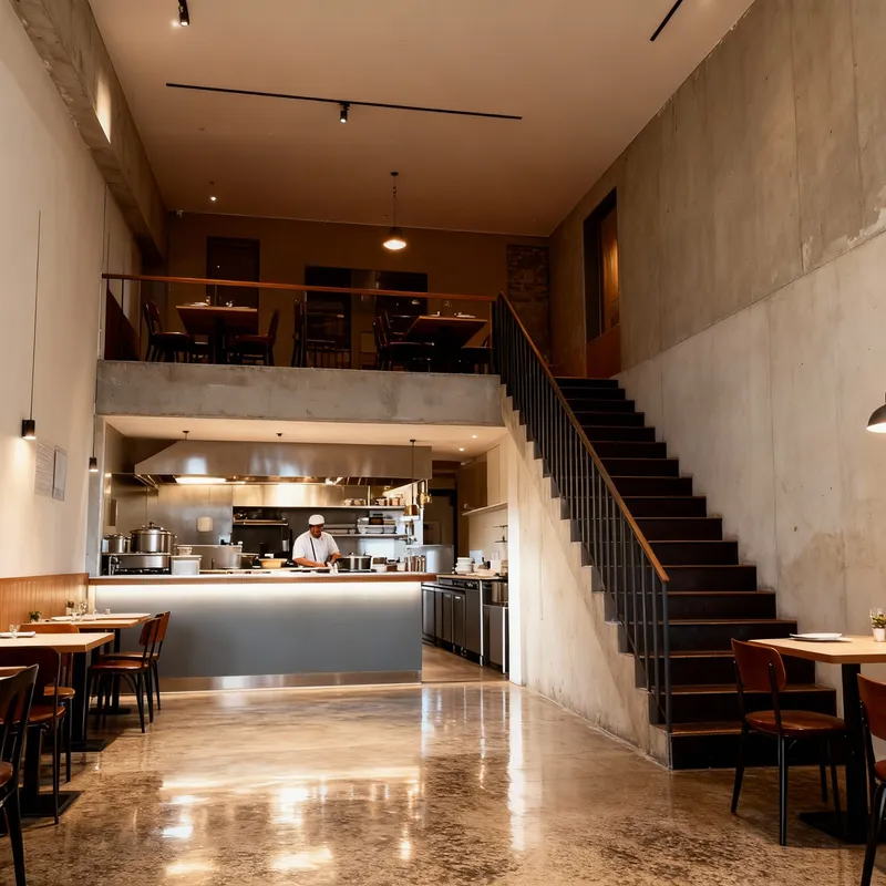 Restaurant Renovation: Stairs & Open Kitchen