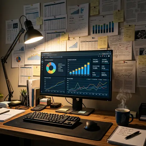 Data Analysis: Vibrant Graphs & Spreadsheets | Desk Setup