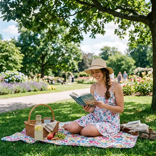Tranquil Afternoon in the Park: Woman Enjoying a Book