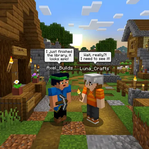 Minecraft Players Talking - Multiplayer Interaction