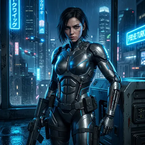 Futuristic Kristanna Loken Terminatrix Cyborg Scene