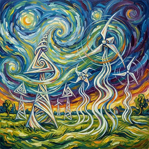 Abstract Wind Turbines: A Surreal Art Experience