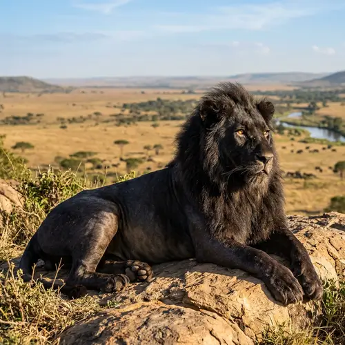 Majestic Black Lion: Wisdom, Strength & Serenity