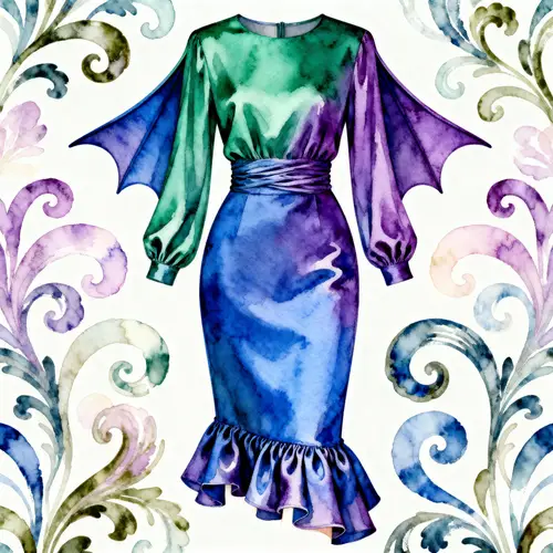 Elegant Batwing Dress Textile Pattern Design