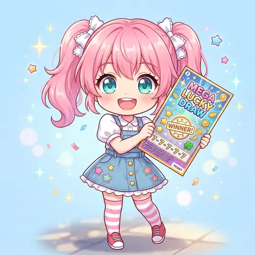Anime Girl with Pink Hair | Lottery Ticket Chibi Art Style