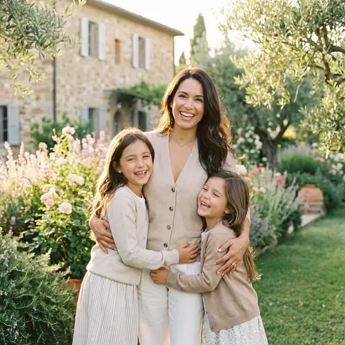 Happy Latina Woman with Daughters | Joyful Family Portrait