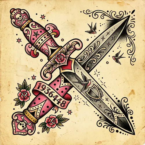 Traditional Pink Dagger - Old School Style