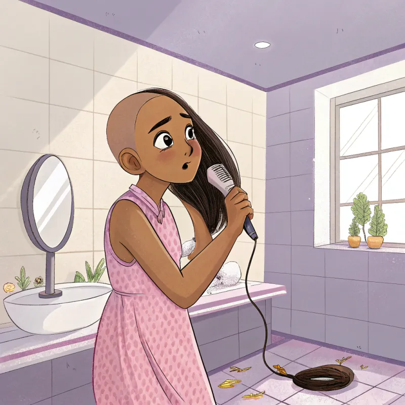 South Asian Girl Boldly Shaves Her Head in Anime Style
