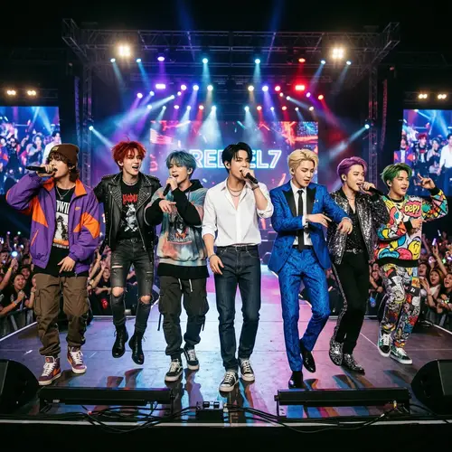 Vibrant Seven-Member Boyband: Style & Charisma