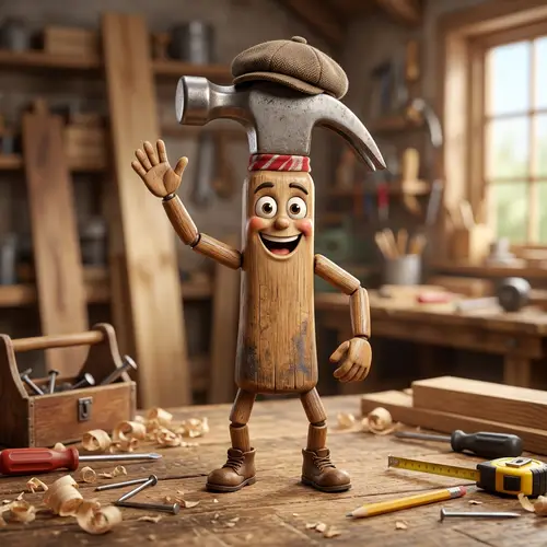Happy Hammer Character with Hat | Friendly Hammer Illustration