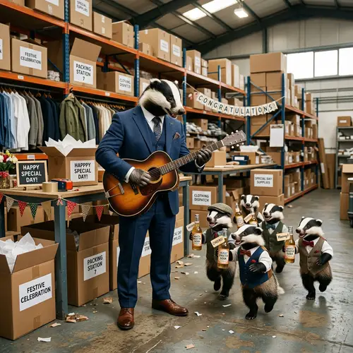 Elegant Badger's Wedding Day in Clothing Warehouse