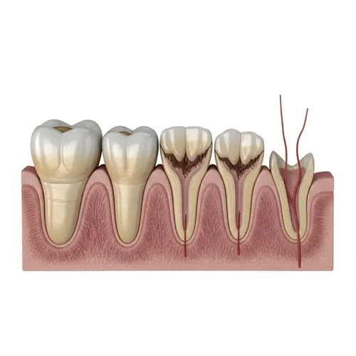 Dental Cavity Stages in a Human Molar - Detailed View